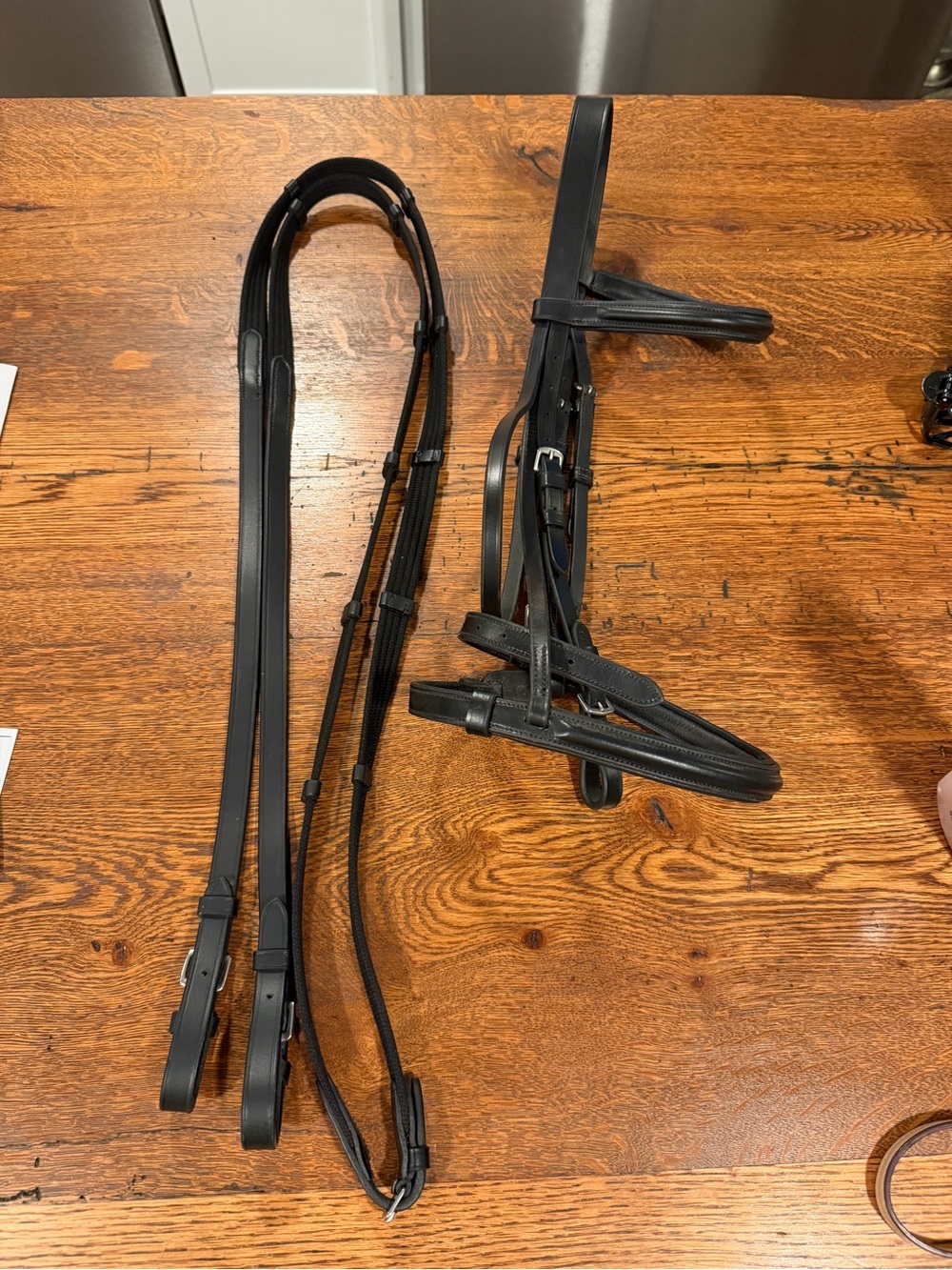 HDR Black leather bridle with webbed reins - size cob